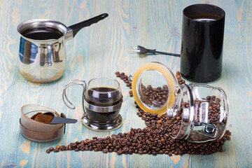 wonderful process of making tasty, fragrant black coffee