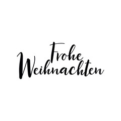 Text in German: Merry Christmas. Vector illustration. Christmas lettering. Ink illustration.