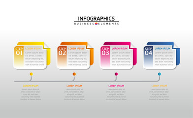 Vector elements for infographics. presentation and chart. steps or processes. 
options number workflow template design.4 steps.
