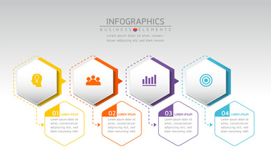 Vector elements for infographics. presentation and chart. steps or processes. 
options number workflow template design.4 steps.