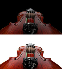 Viola angle from bridge black and white background 3d rendering