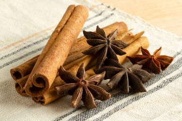  Cinnamon stick and star anise background