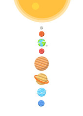 Solar System Portrait Poster Design. solar system design on white background, minimalist cartoon style vector. kids poster, wall art ready for print.
