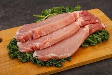 Raw pork steak for cooking