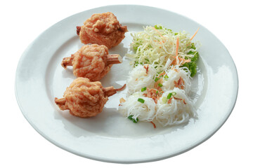 Fried Shrimp with Sugar Cane isolated on white background. With clipping path.