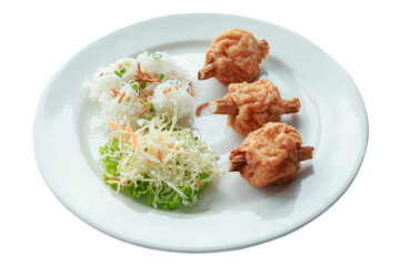 Fried Shrimp with Sugar Cane isolated on white background. With clipping path.