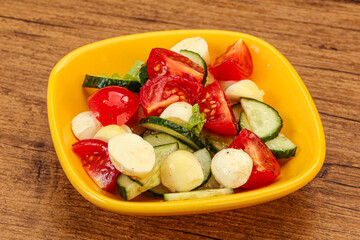 Salad with vegetables and mozzarlla