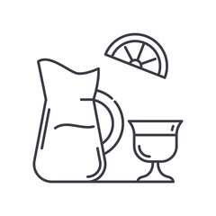 Lemon juice icon, linear isolated illustration, thin line vector, web design sign, outline concept symbol with editable stroke on white background.