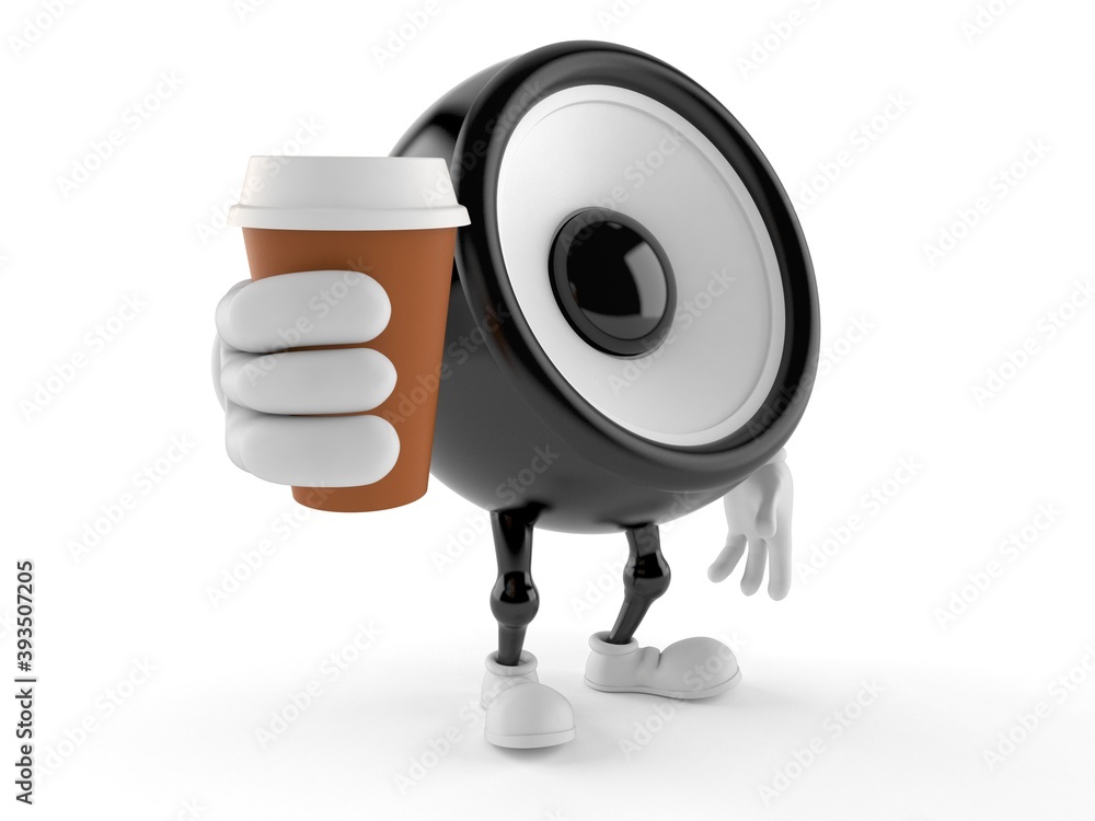 Poster Speaker character holding coffee cup