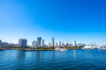 【大さん橋より】横浜・みなとみらいのビル群