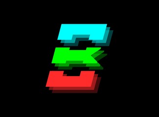 Rgb color font logo,  B letter vector desing.Dynamic split red, green, blue color on black background. For social media,design elements, creative poster, web template and more