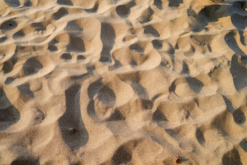 texture of yellow sand covered with waves