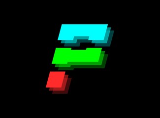 Rgb color font logo,  P letter vector desing.Dynamic split red, green, blue color on black background. For social media,design elements, creative poster, web template and more