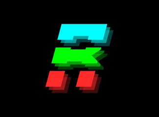 Rgb color font logo,  R letter vector desing.Dynamic split red, green, blue color on black background. For social media,design elements, creative poster, web template and more