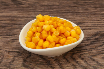Sweet corn seeds in the bowl