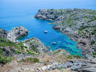 Fototapeta na wymiar aerial view of a small and paradisiac beach in the Mediterranean Sea