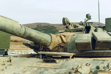 Naklejka premium Close up photo of a russian tank