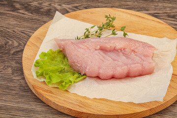 Raw turkey breast steak for cooking