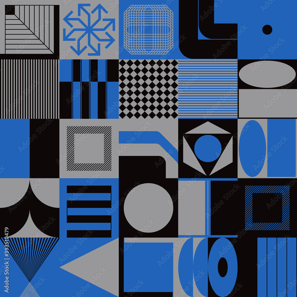 Poster modern brutalism inspired design artwork abstract vector pattern graphics with bold geometric shapes