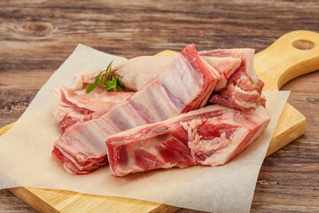 Raw lamb ribs for cooking