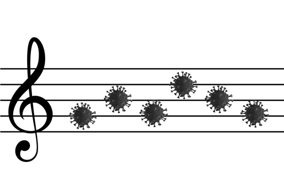 M&uacute;sica y coronavirus Virus como notas en pentagrama