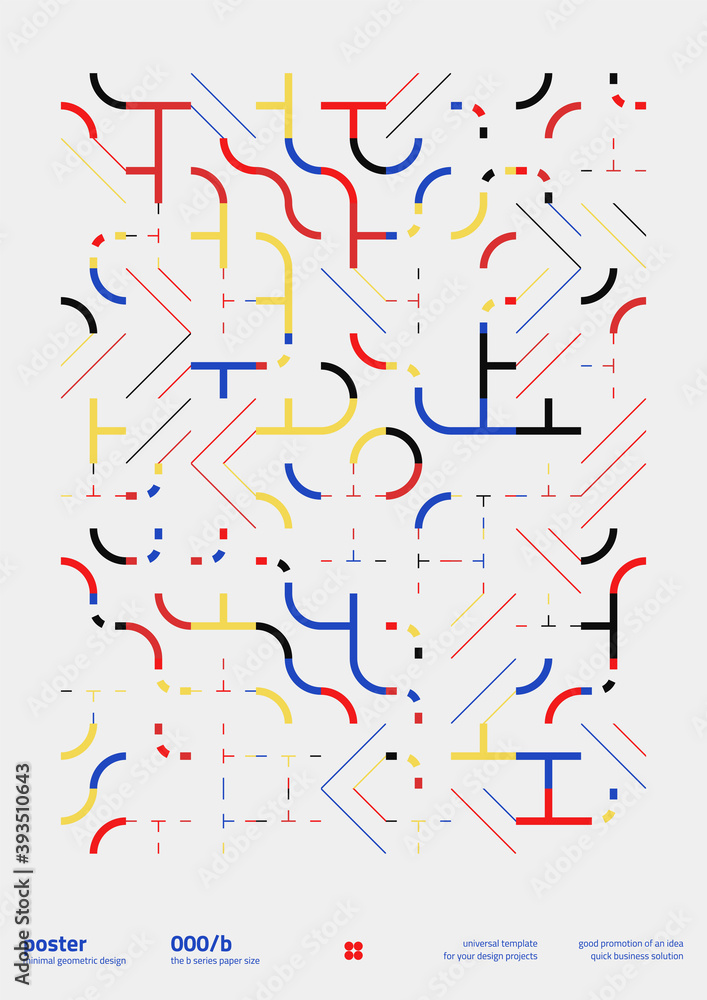Poster neomodern poster design layout with abstract vector geometric shapes and forms