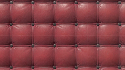 Close-up background of a red vintage Chesterfield leather sofa. 3D-rendering