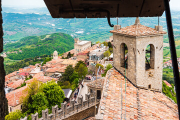 Panorama of the castles and the village of San Marino