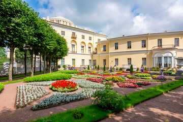 Fototapeta na wymiar Private garden of Pavlovsky palace in Pavlovsk, St. Petersburg, Russia