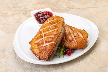 Roasted duck breast with sauce