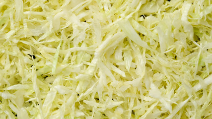 chopped white cabbage top view