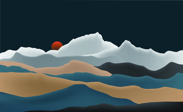 Chinese New Chinese Style Ink Landscape Vector Illustration