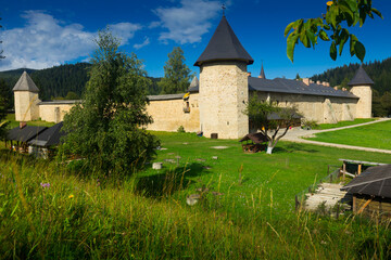 Fototapeta na wymiar Sucevita Monastery on Bucovina is cultural monuments of Romania.