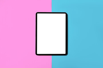 iPad pro with white screen on blue and yellow color background
