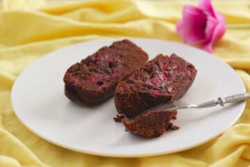 cherry brownie on white plate