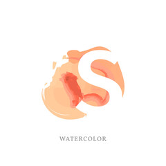 negative letter S with watercolor splash for fashion or beauty care logo, apparel brand, personal branding identity, make up artist or any other company