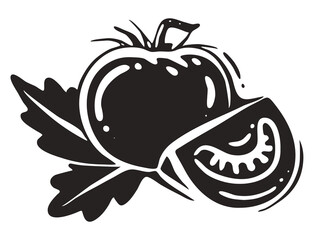 Tomatoes. black and white drawing. vector graphics in simple style. silhouette of vegetables