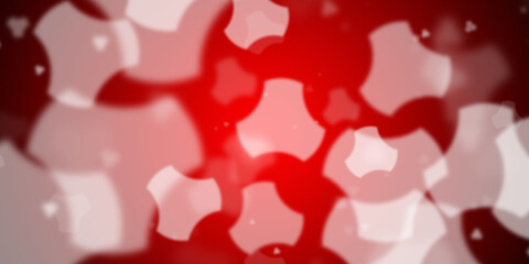 Abstract red background with flying rounded clover shapes