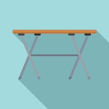 Folding Long Table Icon. Flat Illustration Of Folding Long Table Vector Icon For Web Design