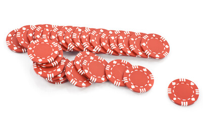Colorfil poker chips isolated on white background.