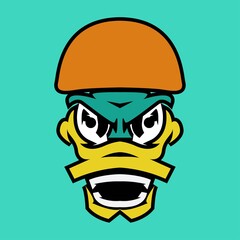 Angry angry duck head cartoon logo template esport