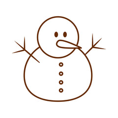 merry christmas, snowman character decoration cartoon line icon