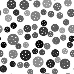 Fototapeta na wymiar Black Cookie or biscuit with chocolate icon isolated seamless pattern on white background. Vector Illustration.