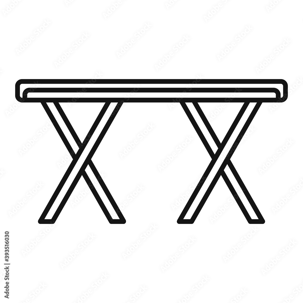 Sticker Folding metal table icon. Outline folding metal table vector icon for web design isolated on white background