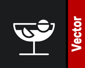 White Cocktail icon isolated on black background. Vector Illustration.