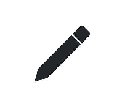 Cartoon flat style pencil icon shape. Education write logo symbol sign. Pen silhouette. Vector illustration image. Isolated on white background.	
