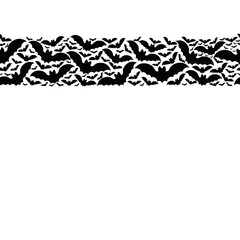 Bat. Silhouette. Seamless vector pattern. Isolated colorless background. Endless horizontal border. Flat style. Repeating ornament. Halloween symbol. Template for web design, printing, advertising.