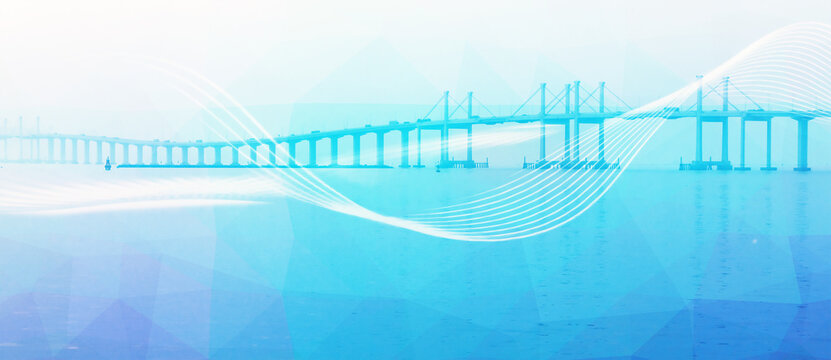Conceptual image of a bridge connecting technologies of the present and future. 