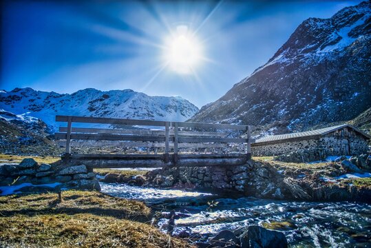 Bridge over a river in the mountains