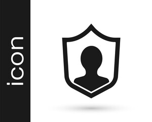 Grey User protection icon isolated on white background. Secure user login, password protected, personal data protection, authentication. Vector.